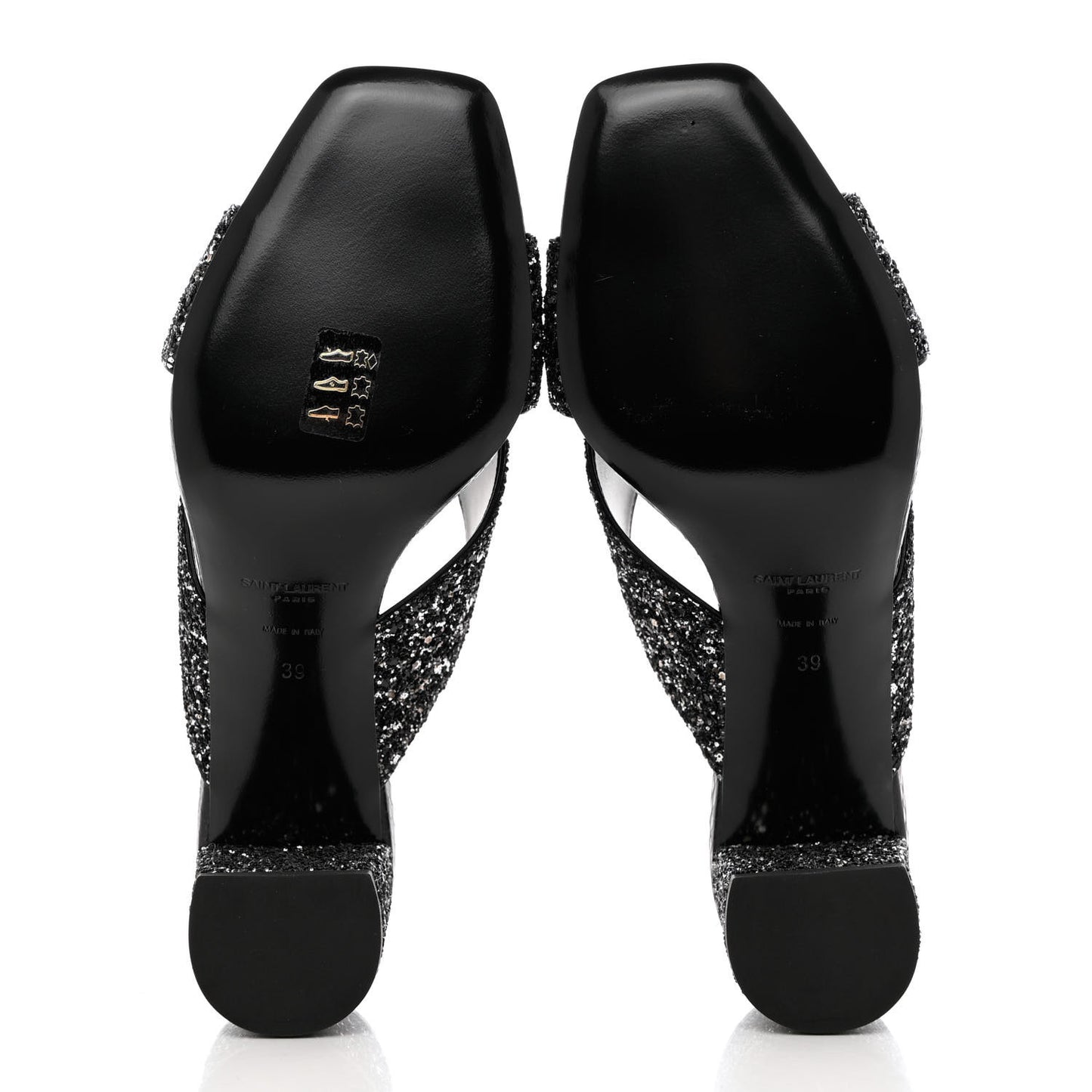 Glitter LouLou 70 Mule Sandals 39 Black Gold