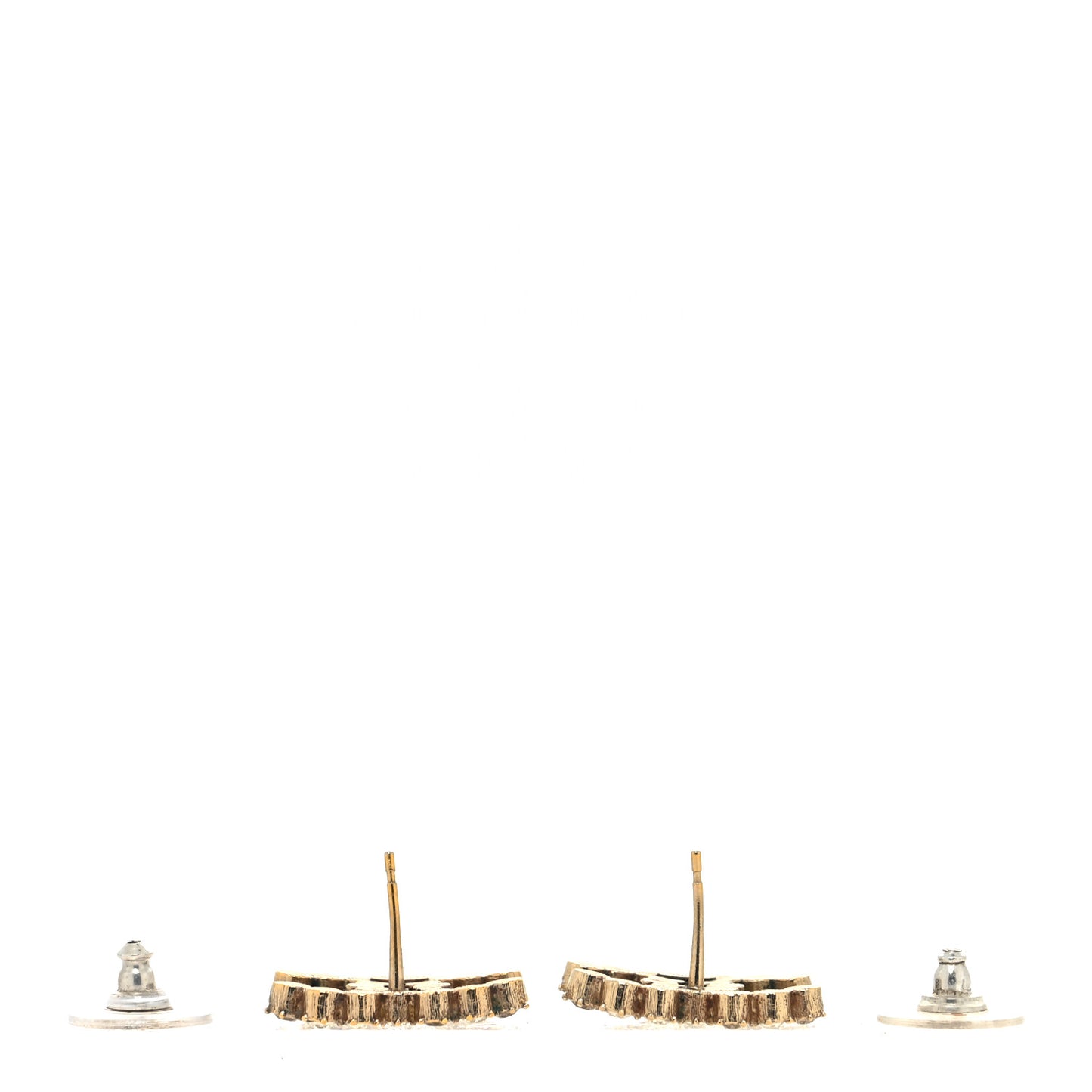 Crystal Poured Glass CC Earrings Gold Brown