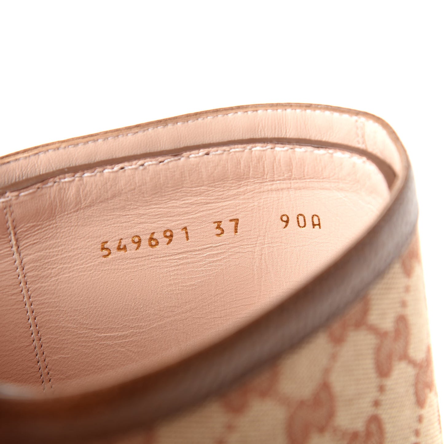 GG Monogram Calfskin Lola Tall Boots 37 Beige Ruggine Cuir