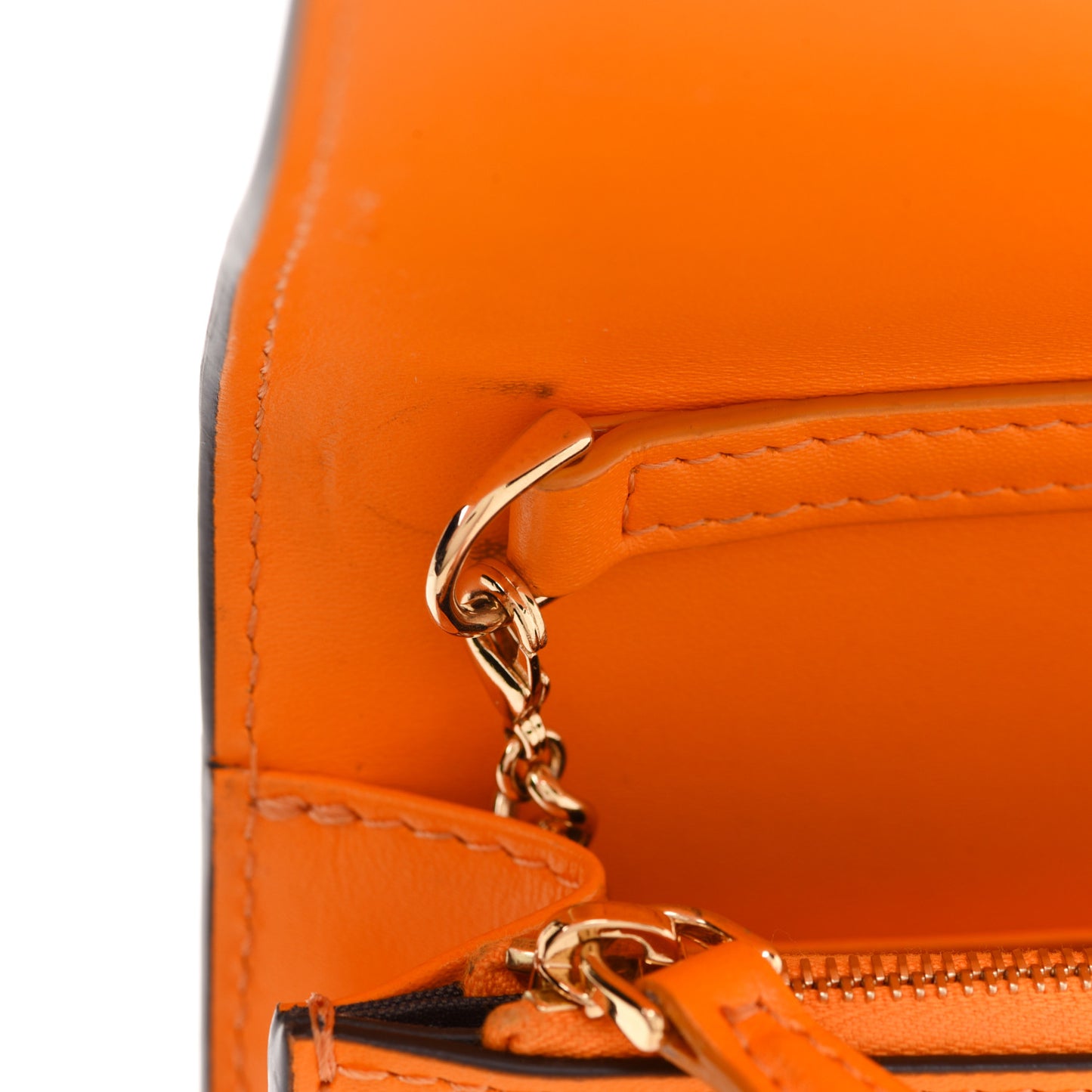 Vitello King Tamponato Logo Embossed Medium Wallet On Chain Clementine