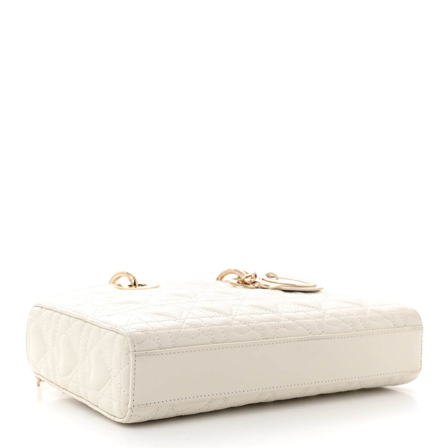 Lambskin Cannage Heart Medium Lady D-Joy White
