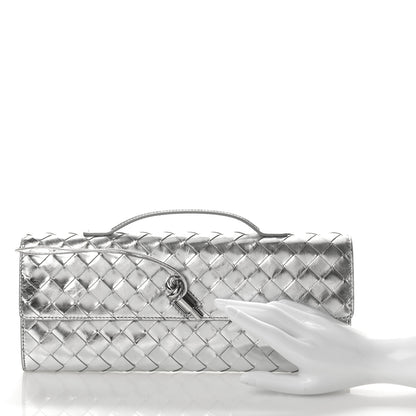 Bottega Veneta Metallic Nappa Intrecciato Long Andiamo Top Handle Silver 2 of 8