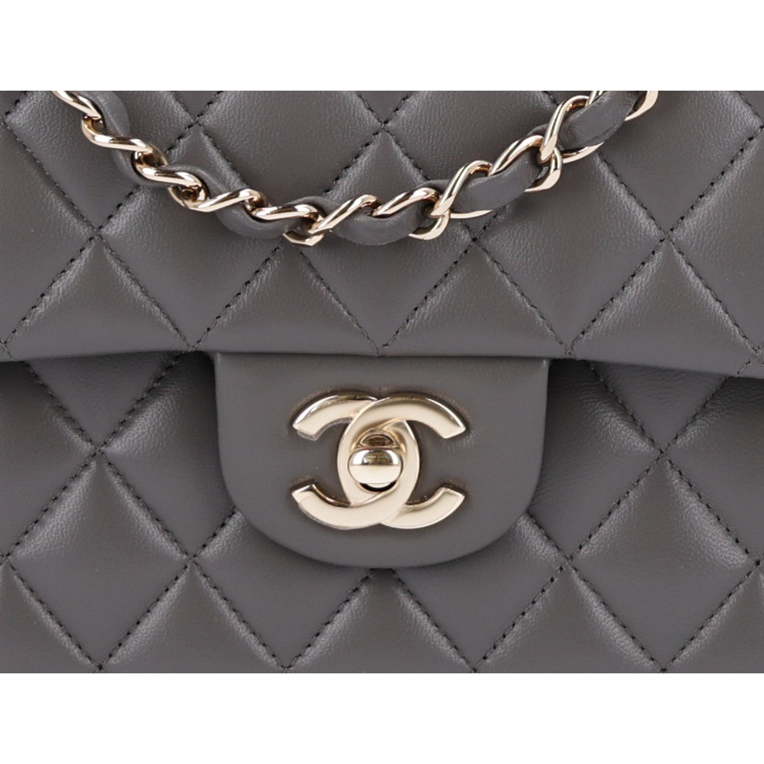 Chanel Lambskin Quilted Small Double Flap Grey 9 of 10