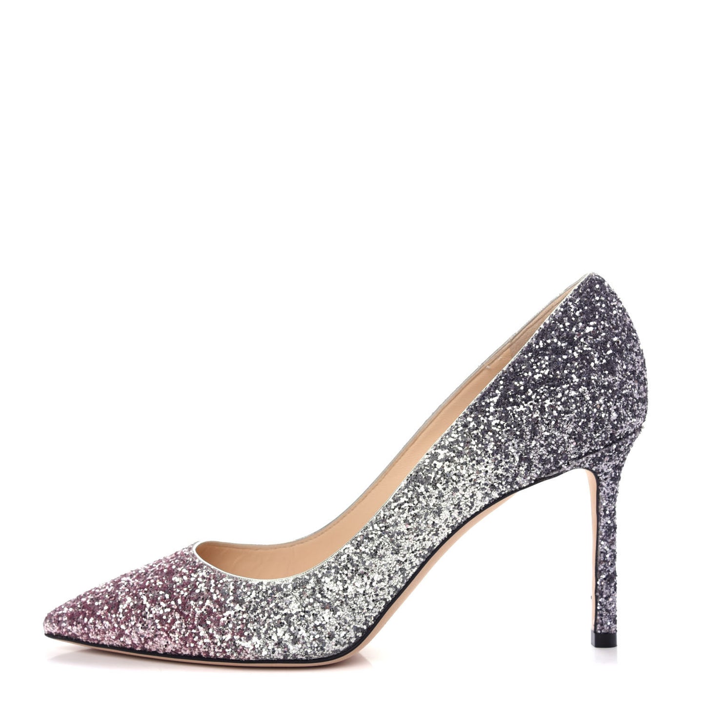 Glitter Pointy Toe Romy 85 Pumps 38.5 Ballet Pink Silver Anthracite