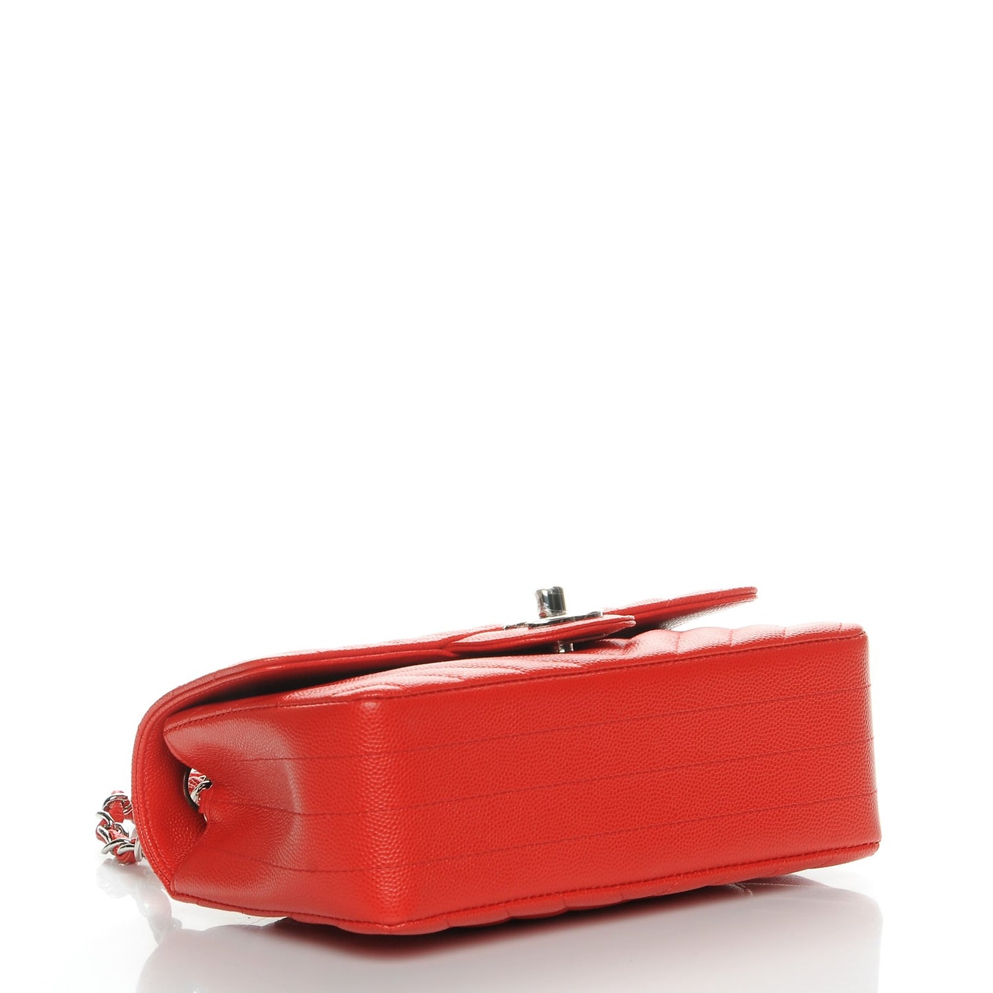Caviar Chevron Quilted Mini Rectangular Flap Red