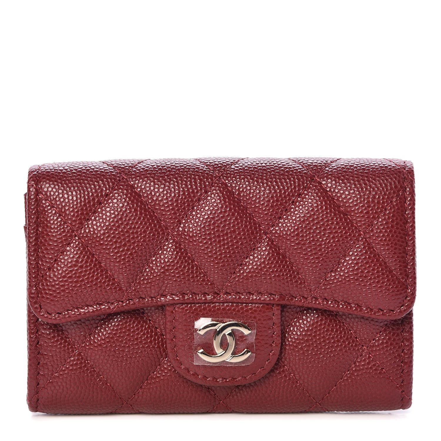 Chanel Iridescent Caviar Quilted Flap Card Holder Wallet Burgundy 1 of 9