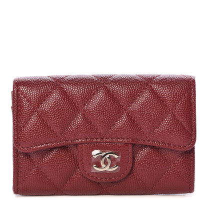 Chanel Iridescent Caviar Quilted Flap Card Holder Wallet Burgundy 1 of 9