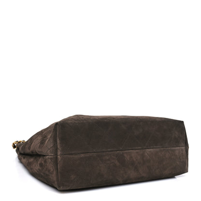 Chanel Suede Calfskin Lambskin Quilted Maxi Hobo Dark Brown 4 of 11