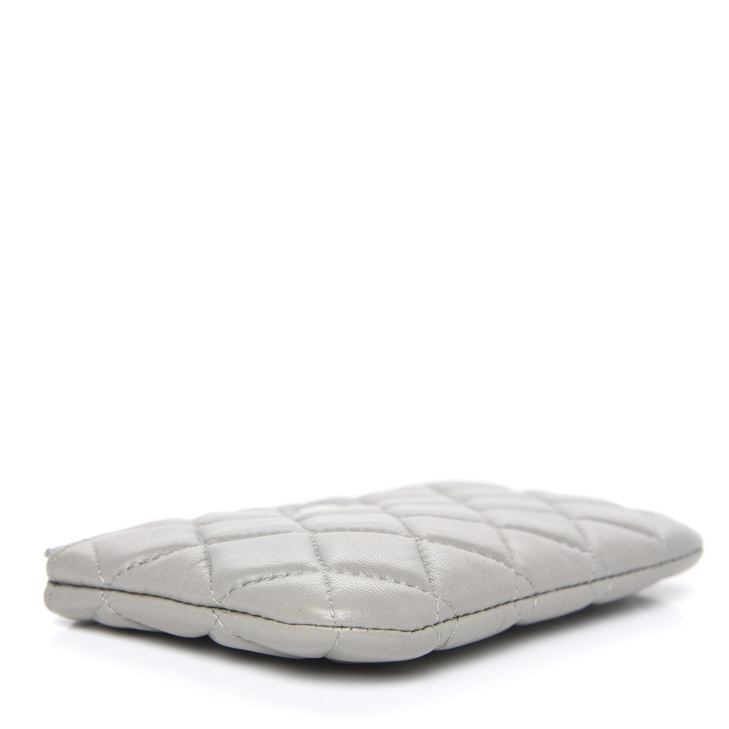 Lambskin Quilted Small Cosmetic Case Light Grey