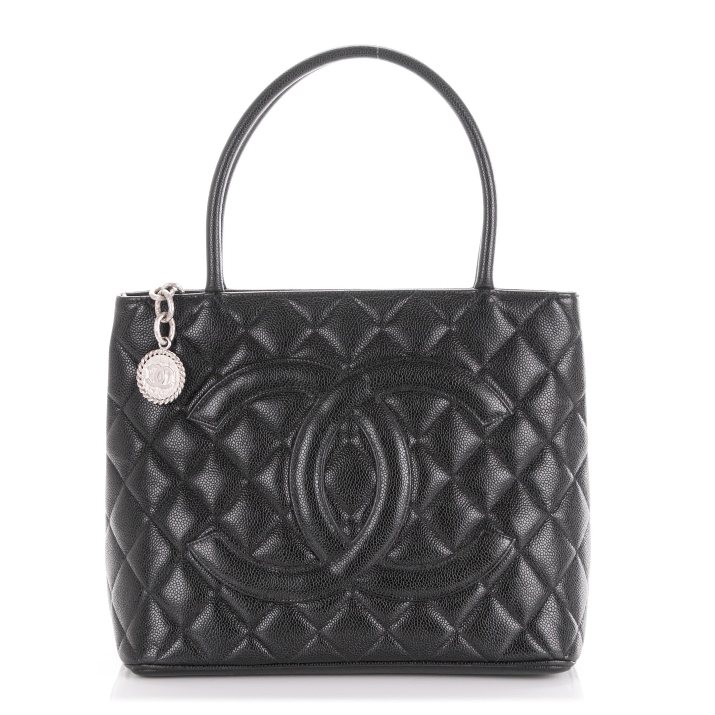 Caviar Quilted Medallion Tote Black