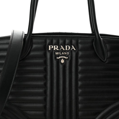 Prada Soft Calfskin Impunture Diagramme Tote Black 8 of 11