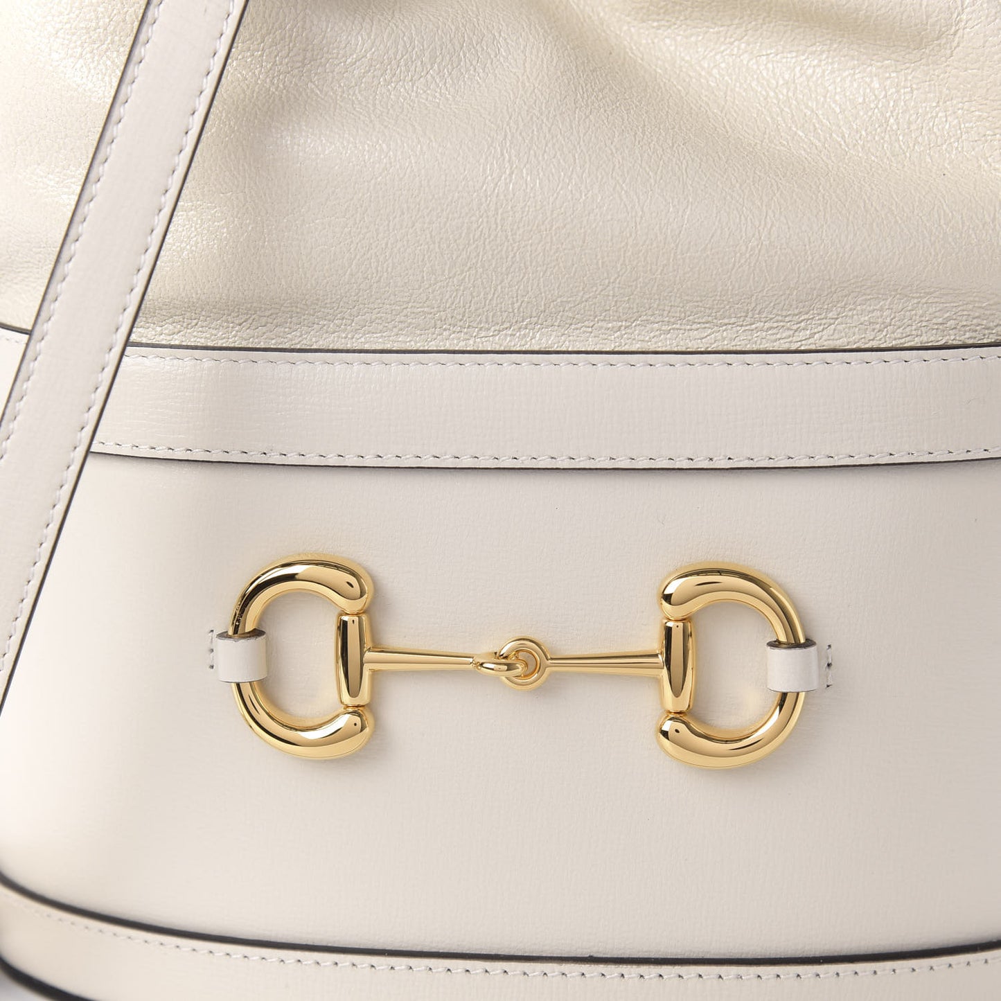 Azalea Sakai Calfskin Horsebit 1955 Drawstring Bucket Bag Mystic White