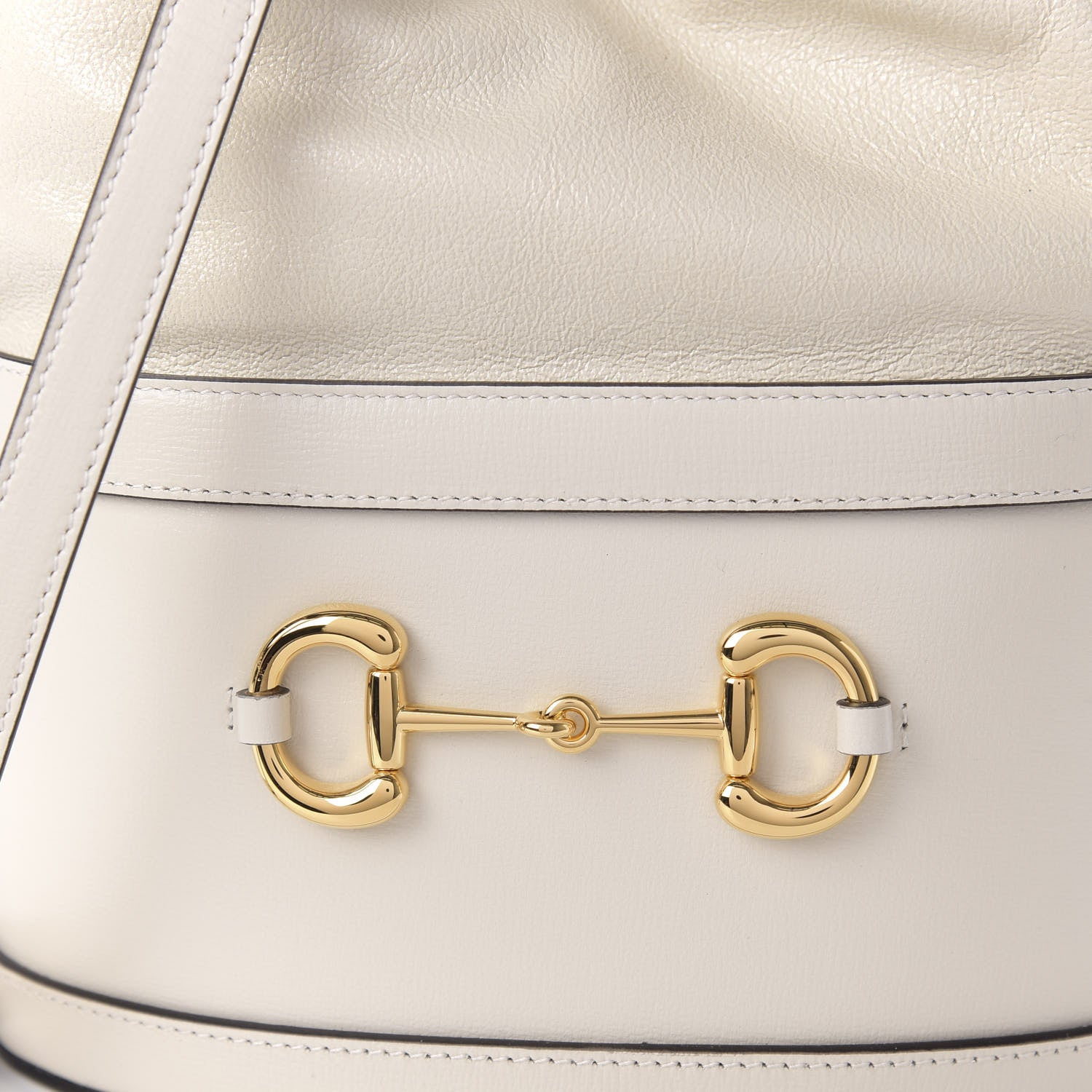 Gucci Azalea Sakai Calfskin Horsebit 1955 Drawstring Bucket Bag Mystic White 10 of 11