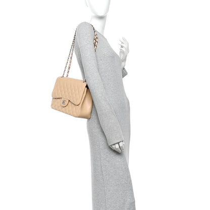 Chanel Caviar Quilted Jumbo Double Flap Light Beige 2 of 11