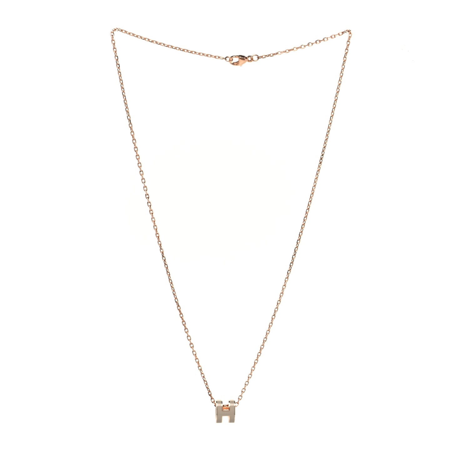 Lacquered Rose Gold Mini Pop H Pendant Necklace Marron Glace