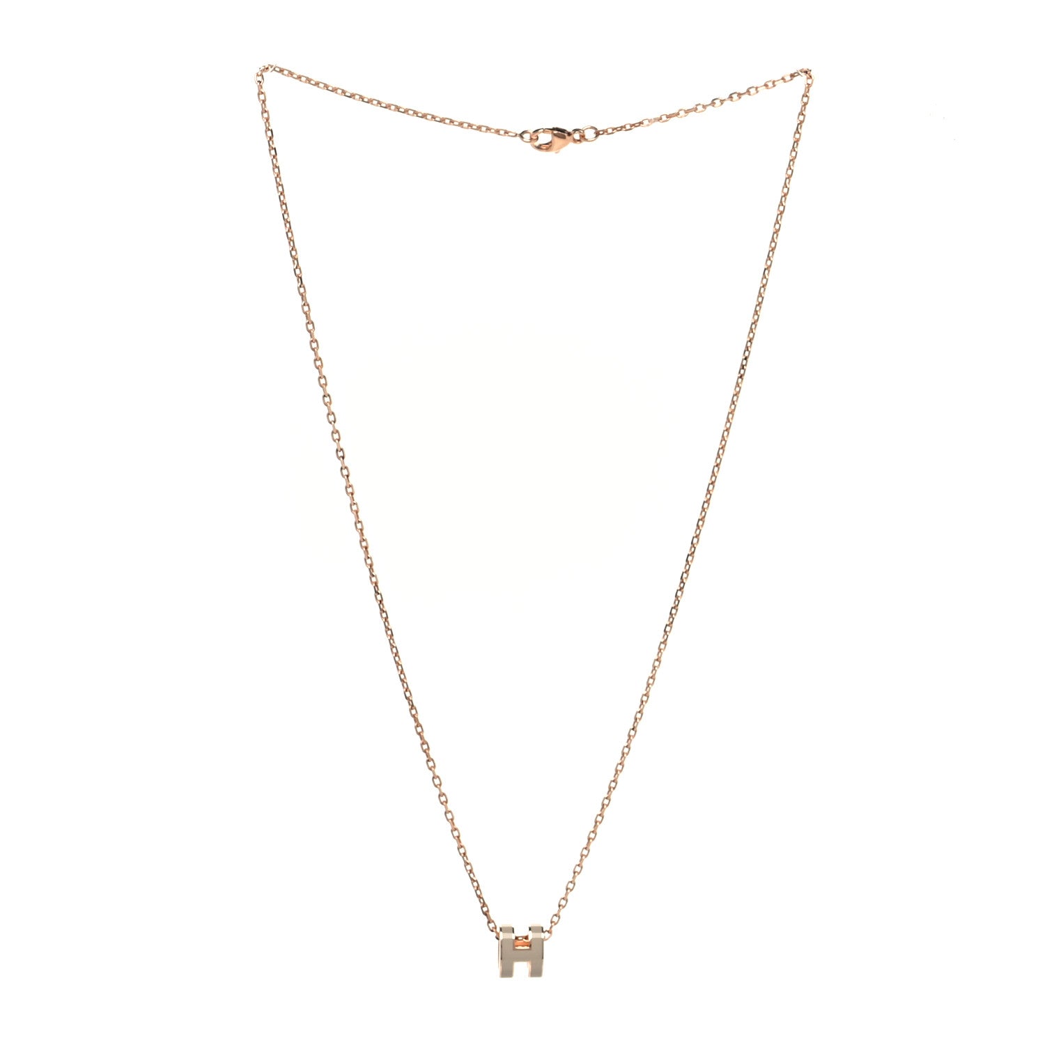 Hermes Lacquered Rose Gold Mini Pop H Pendant Necklace Marron Glace 2 of 5