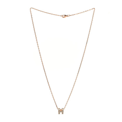 Hermes Lacquered Rose Gold Mini Pop H Pendant Necklace Marron Glace 2 of 5
