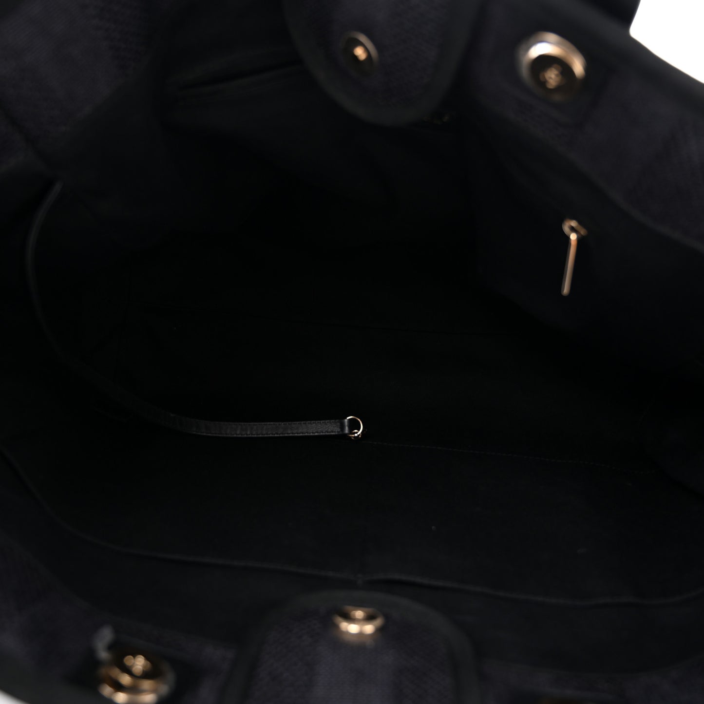 Mixed Fibers Calfskin Striped Large Deauville Tote Black
