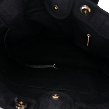 Chanel Mixed Fibers Calfskin Striped Large Deauville Tote Black 5 of 12