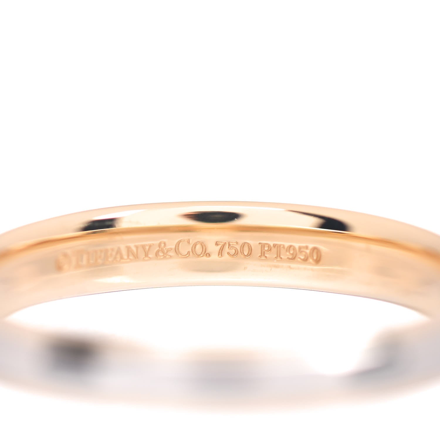 Tiffany Platinum 18K Yellow Gold Lucida 4mm Band Ring 68 12 4 of 4