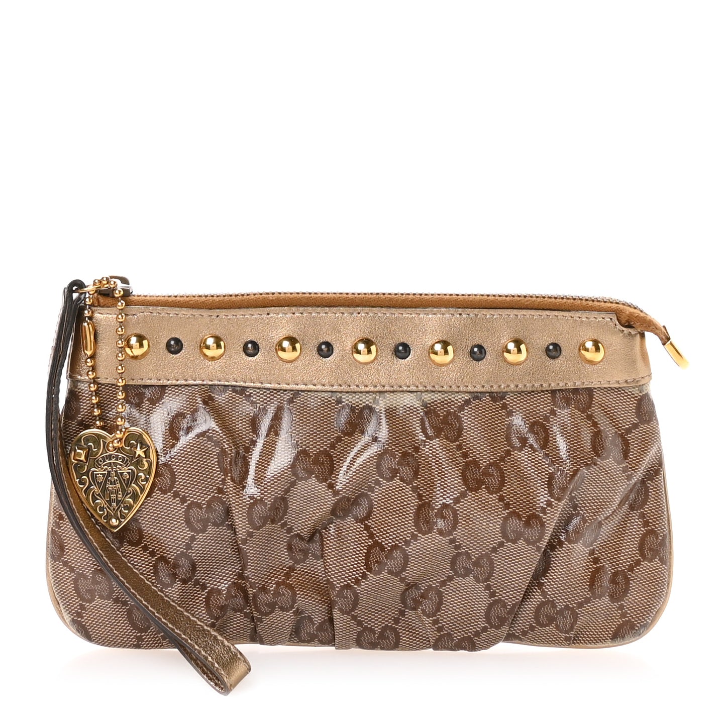 Crystal Monogram Babouska Wristlet Dark Brown