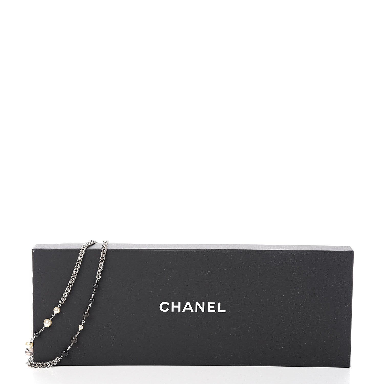 Chanel Pearl Crystal Bead CC Long Necklace Black 4 of 4