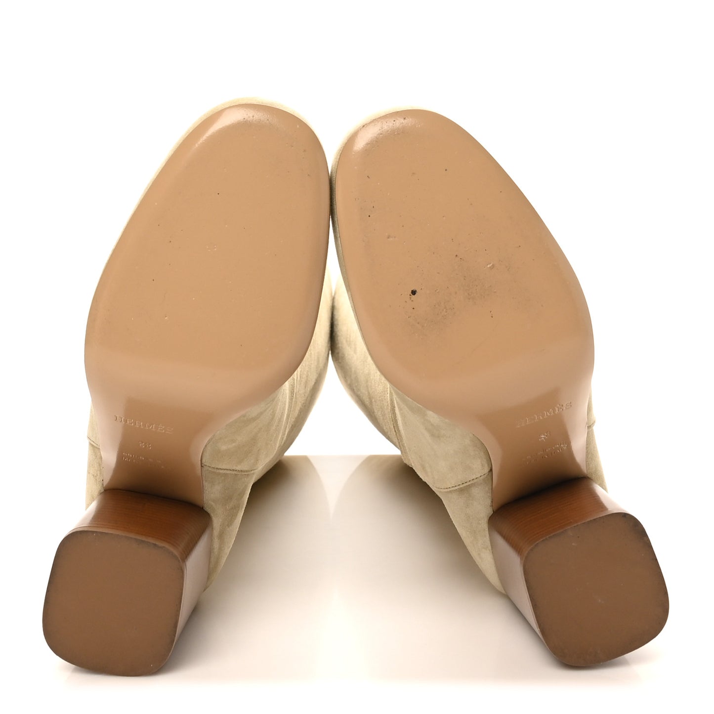 Suede Calfskin Lisiere 90 Boots 37 Beige Lin