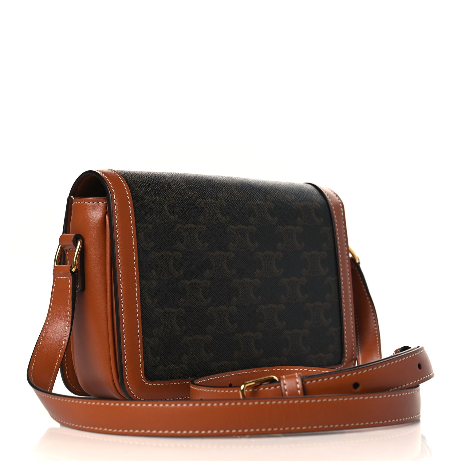 Celine Calfskin Triomphe Canvas Teen Triomphe Bag Tan 3 of 9