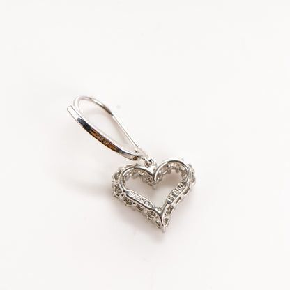 Tiffany Platinum Diamond Heart Drop Earrings 4 of 5