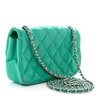 Chanel Lambskin Quilted Extra Mini Rectangular Flap Green 3 of 11