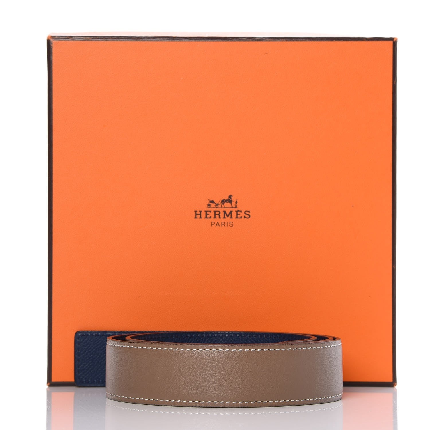 Hermes Swift Epsom 32mm Belt Strap 80 Etoupe Bleu de Malte 5 of 5