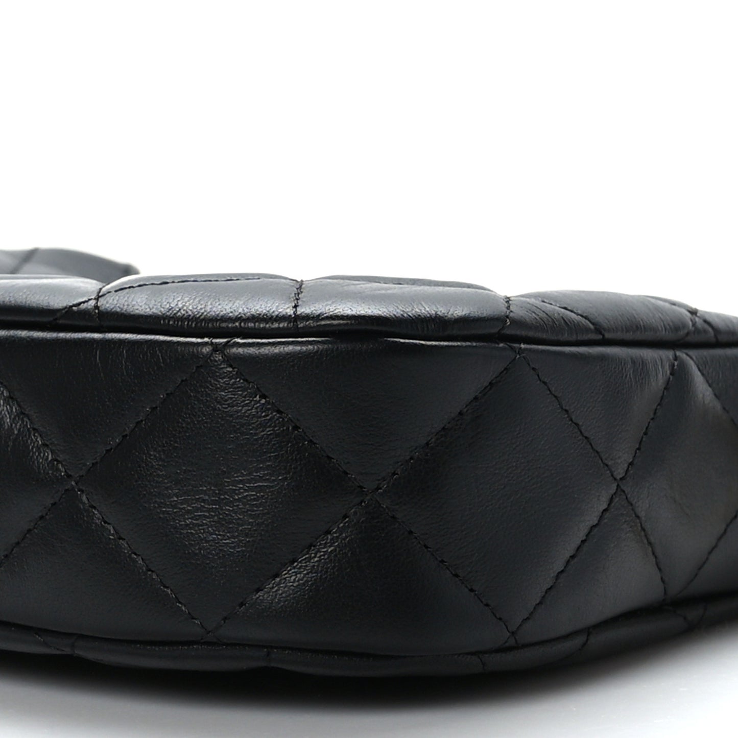 Crumpled Calfskin Quilted Braided CC Small Hobo Black