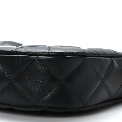 Chanel Crumpled Calfskin Quilted Braided CC Small Hobo Black 9 of 9