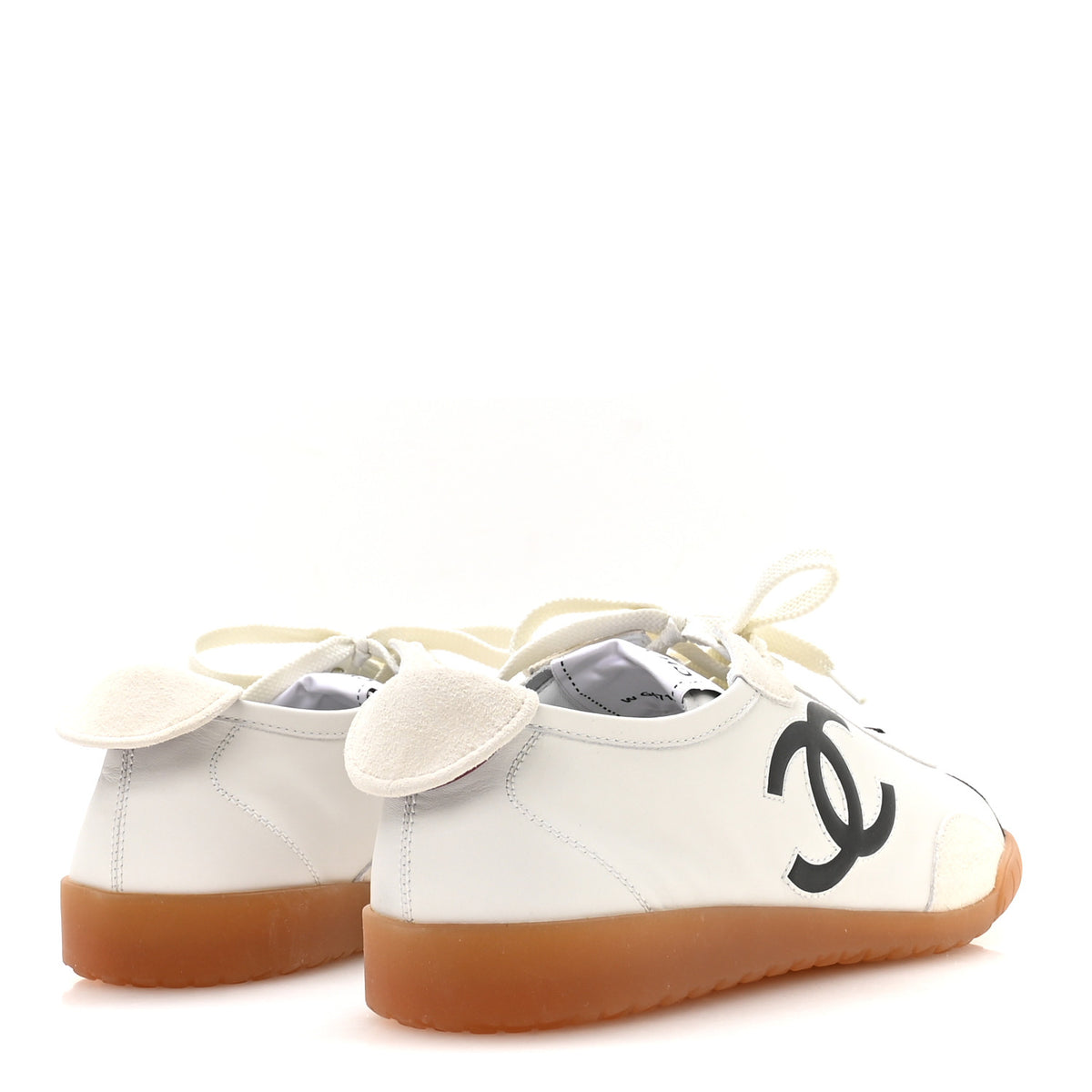 Chanel Calfskin Embossed Suede Sneakers 39.5 White Black 5 of 9