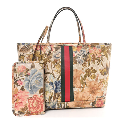 Gucci GG Supreme Monogram Water Flora Web Large Ophidia Tote Beige White Multicolor 2 of 11