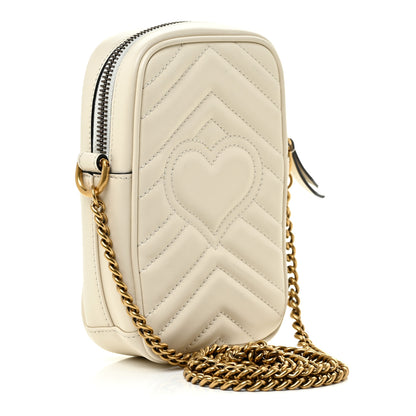 Gucci Calfskin Matelasse Mini GG Marmont Crossbody Bag White 2 of 11