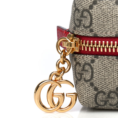 Gucci Soft GG Supreme Monogram Calfskin Small Ophidia Cosmetic Case Beige Ebony Hibiscus Red 10 of 13