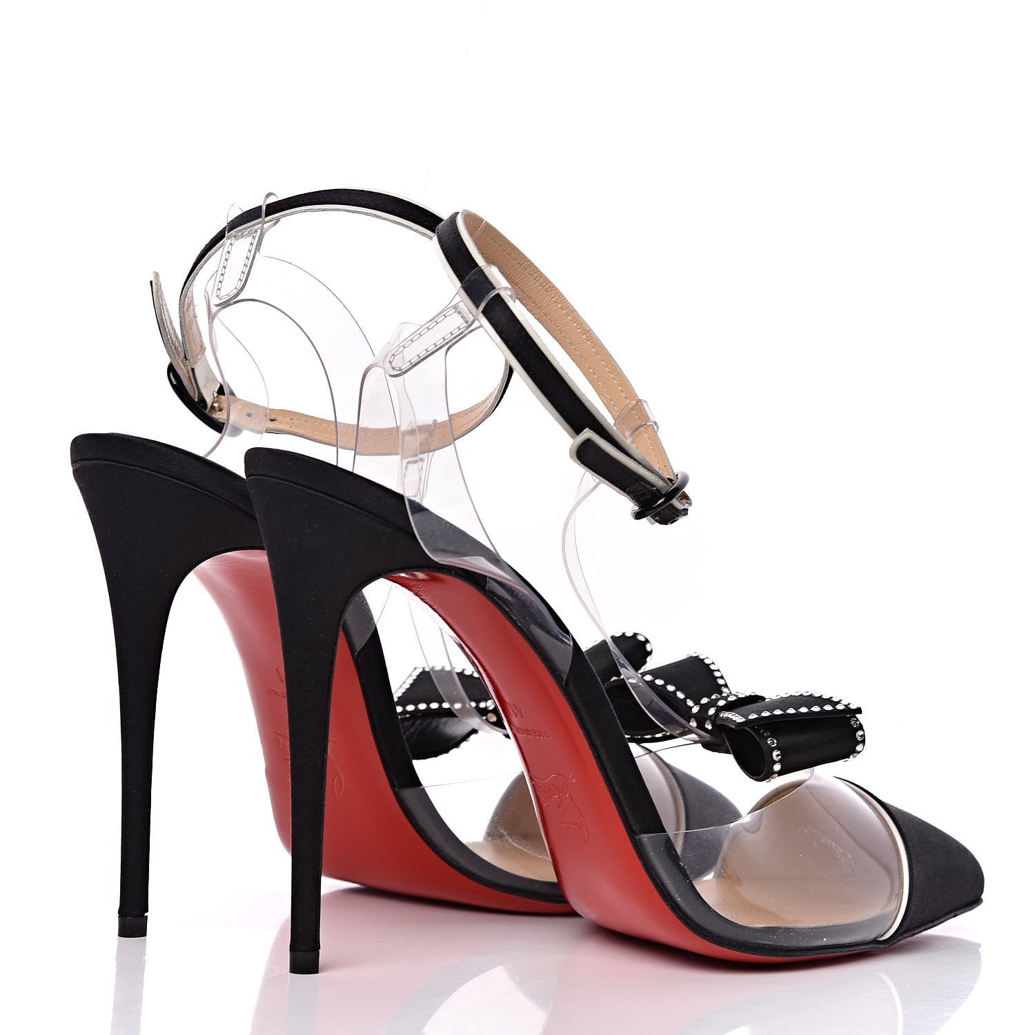 Christian Louboutin Satin Patent PVC Naked Bow 100 Pumps 41 Black 4 of 9