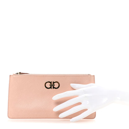 Salvatore Ferragamo Pebble Calfskin Gancini Zip Wristlet Bonbon 2 of 7
