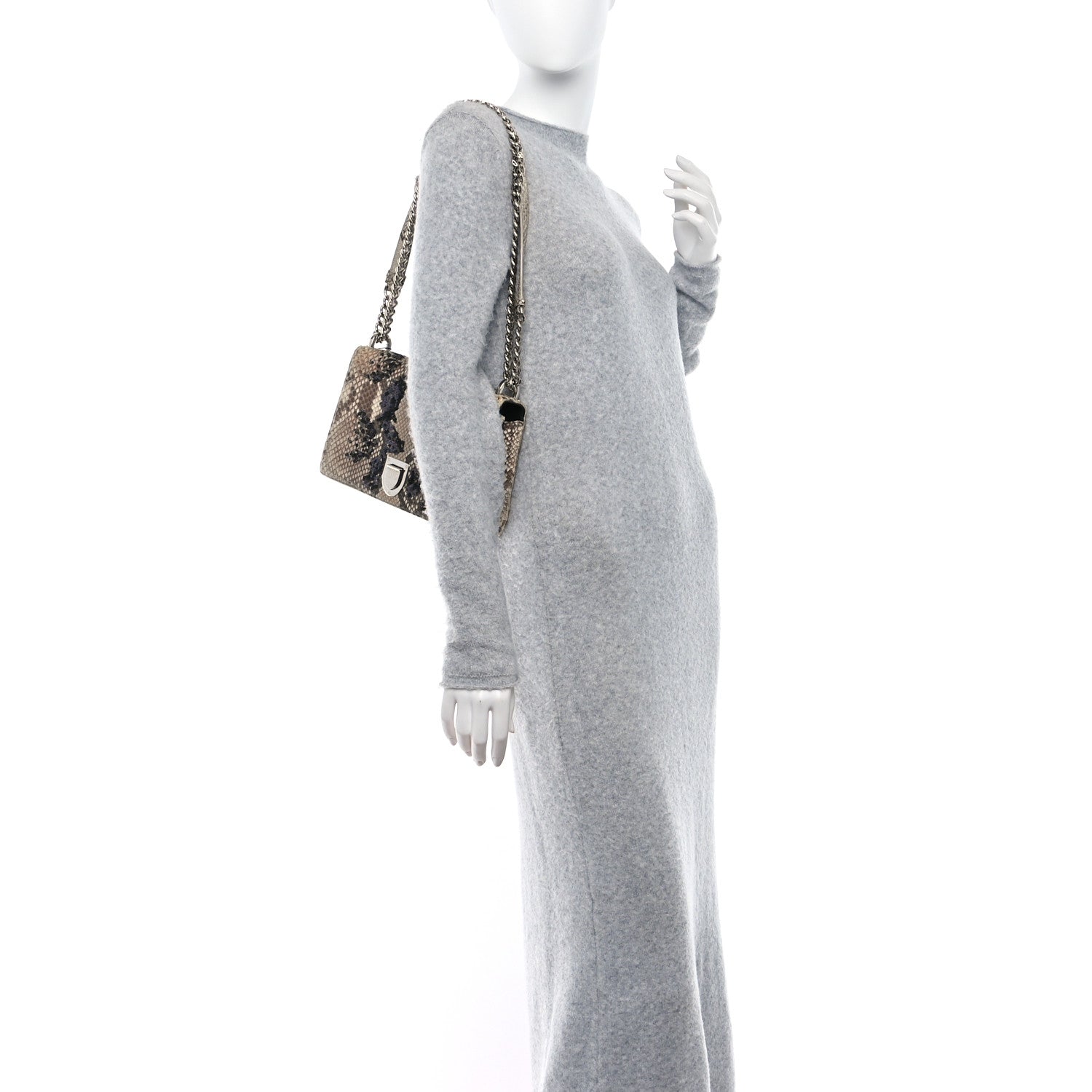 Christian Dior Snakeskin Sequin Embellished Medium Diorama Flap Bag Beige Multicolor 2 of 8