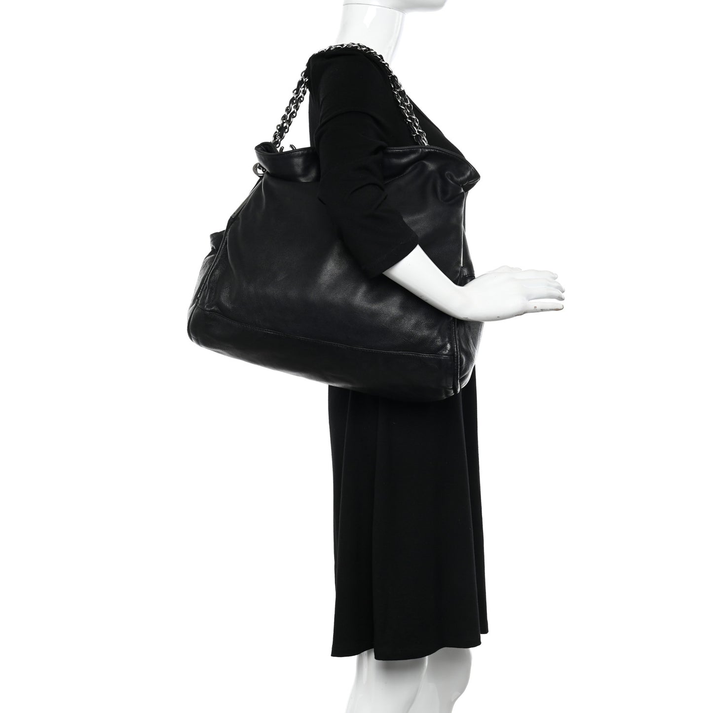 Lambskin Large Ultimate Soft Tote Black