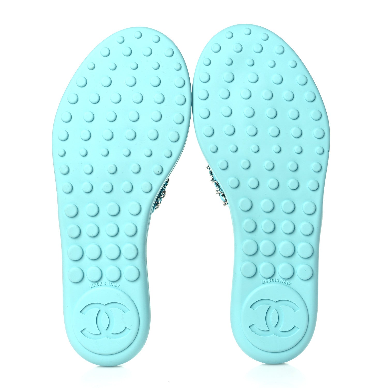 Chanel Calfskin CC Chain Thong Sandals 39 Light Blue 6 of 10