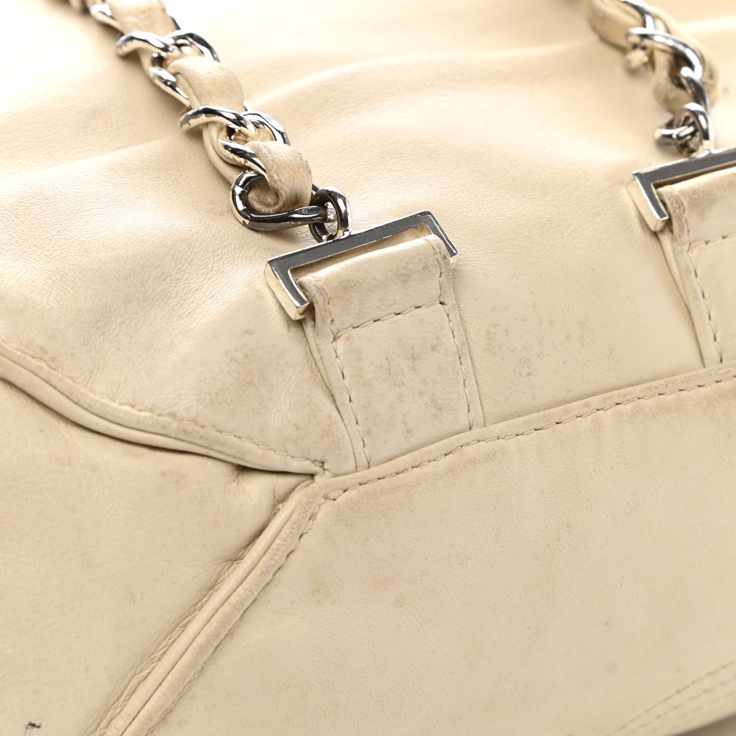 Lambskin CC Flap Backpack White