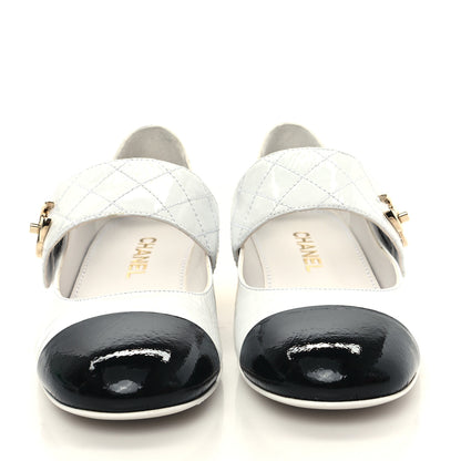 Chanel Patent Goatskin Cap Toe Mary Janes 40 White Black 3 of 11