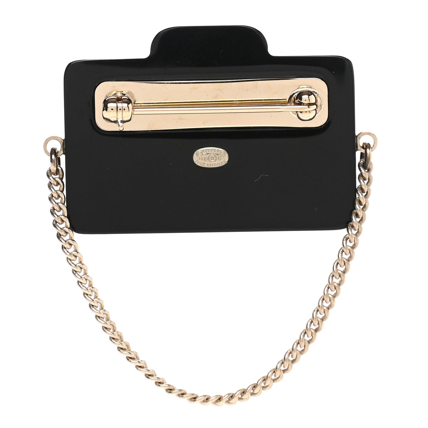 Resin Camera CC Brooch Gold Black