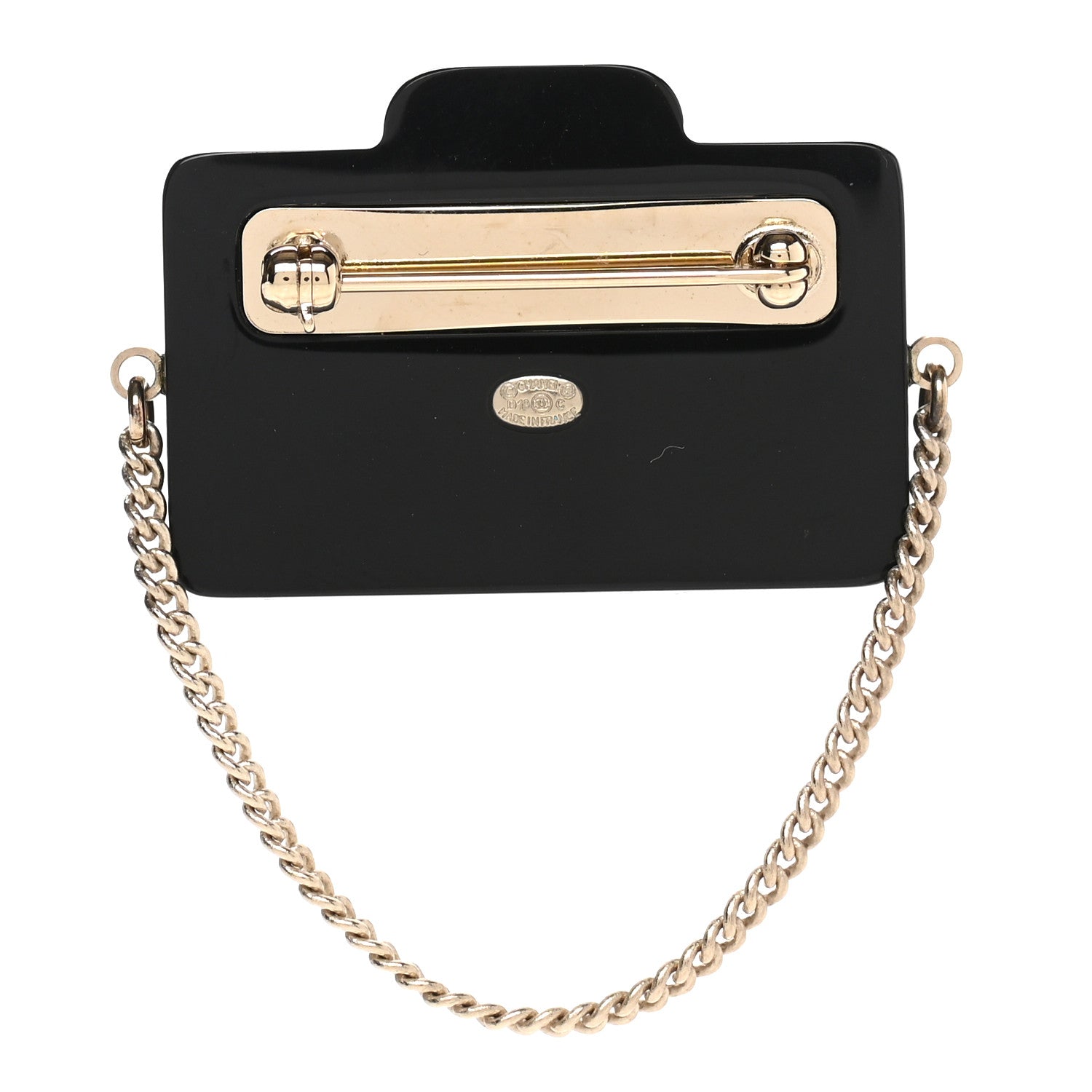 Chanel Resin Camera CC Brooch Gold Black 3 of 4