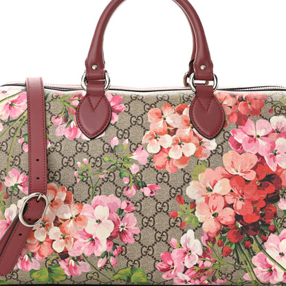 Gucci GG Supreme Monogram Blooms Medium Boston Beige Multicolor Dry Rose 8 of 13