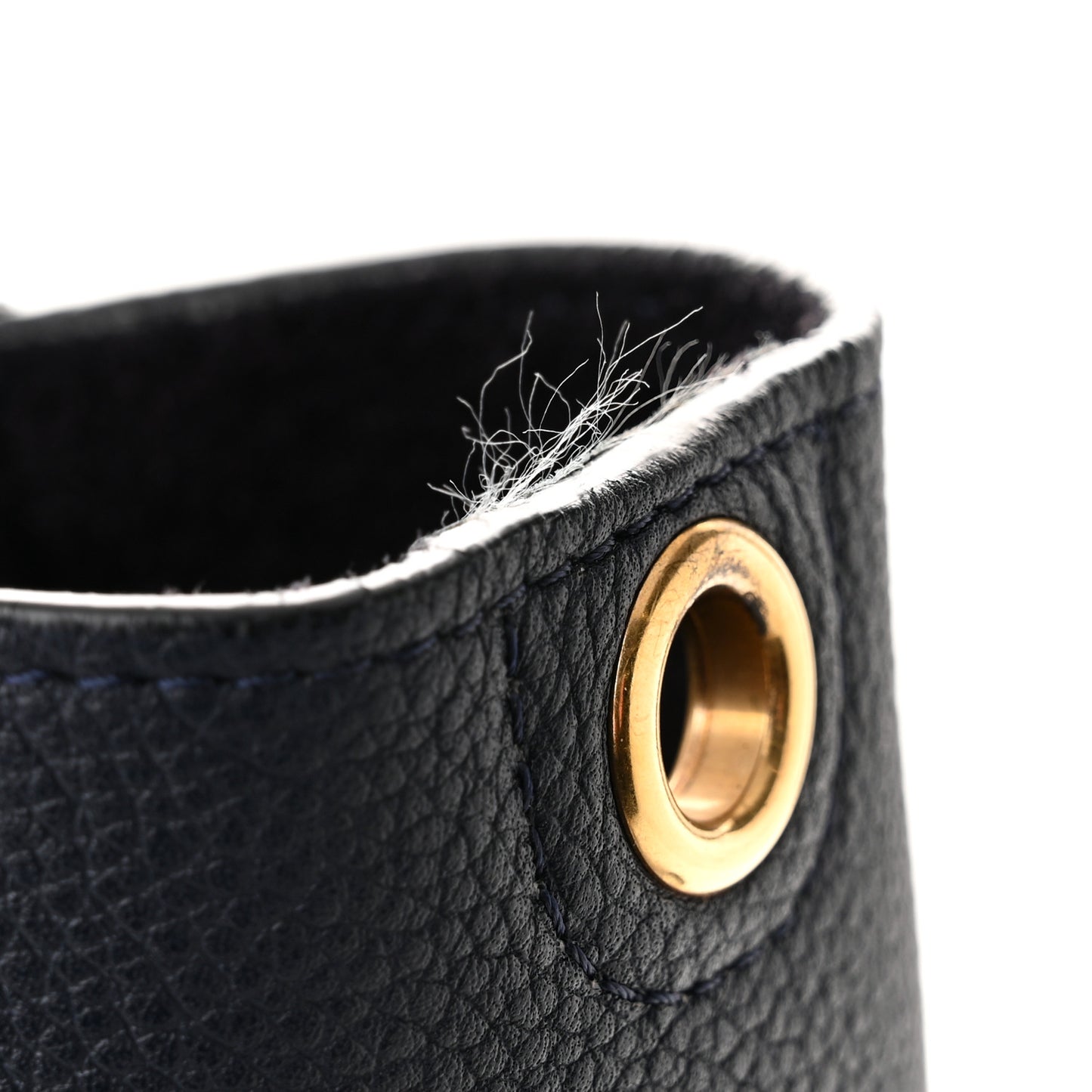 Soft Grained Calfskin Sangle Bucket Bag Navy Blue