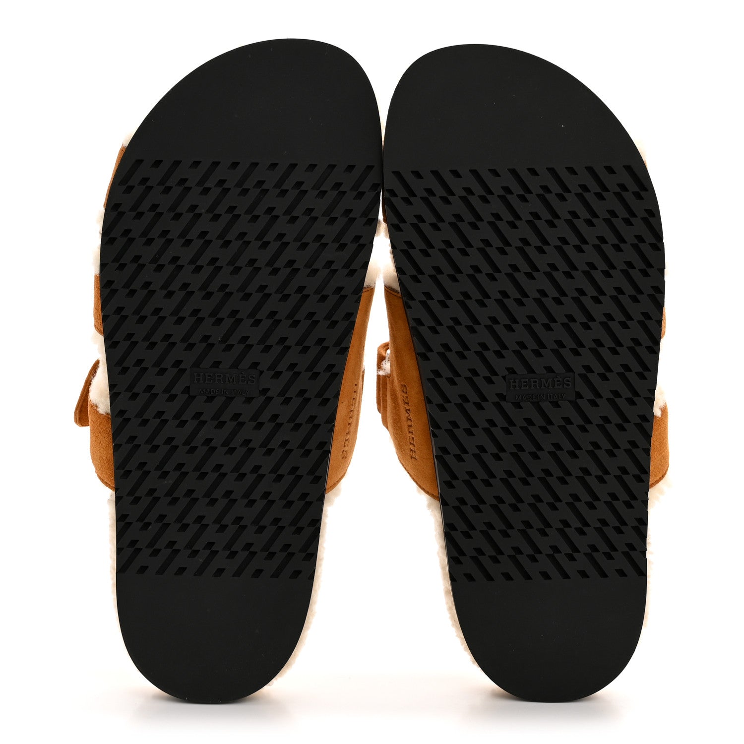 Hermes Suede Goatskin Woolskin Womens Chypre Sandals 39 Brun Fume Ecru 6 of 10