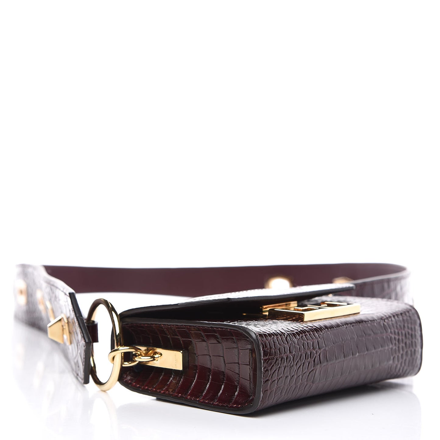 Calfskin Crocodile Embossed Eden Belt Bag Eggplant